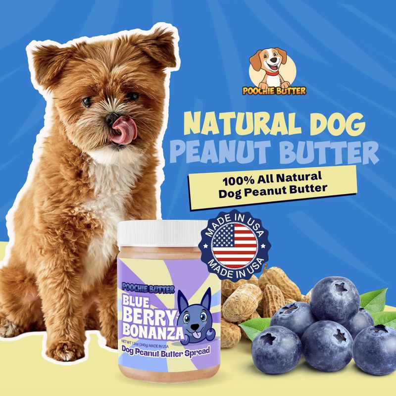 Poochie Butter Dog Peanut Butter Blueberry Jar 12oz