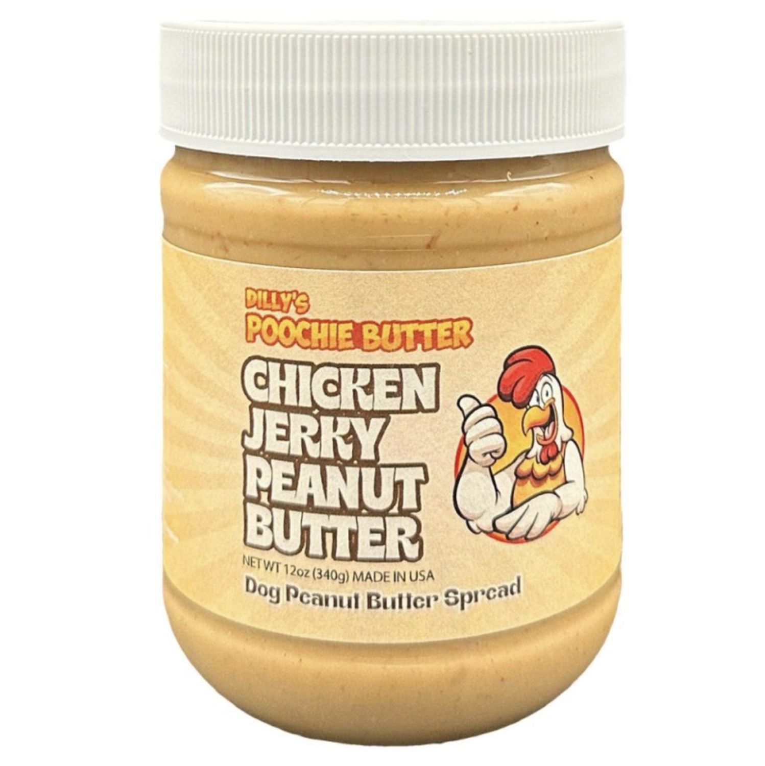 Poochie Butter Dog Peanut Butter Chicken Jerky Jar 12oz