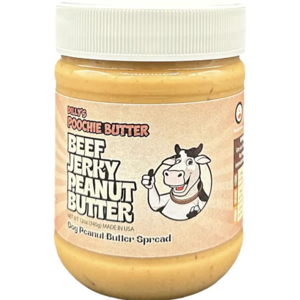 Poochie Butter Dog Peanut Butter Beef Jerky Jar 12oz