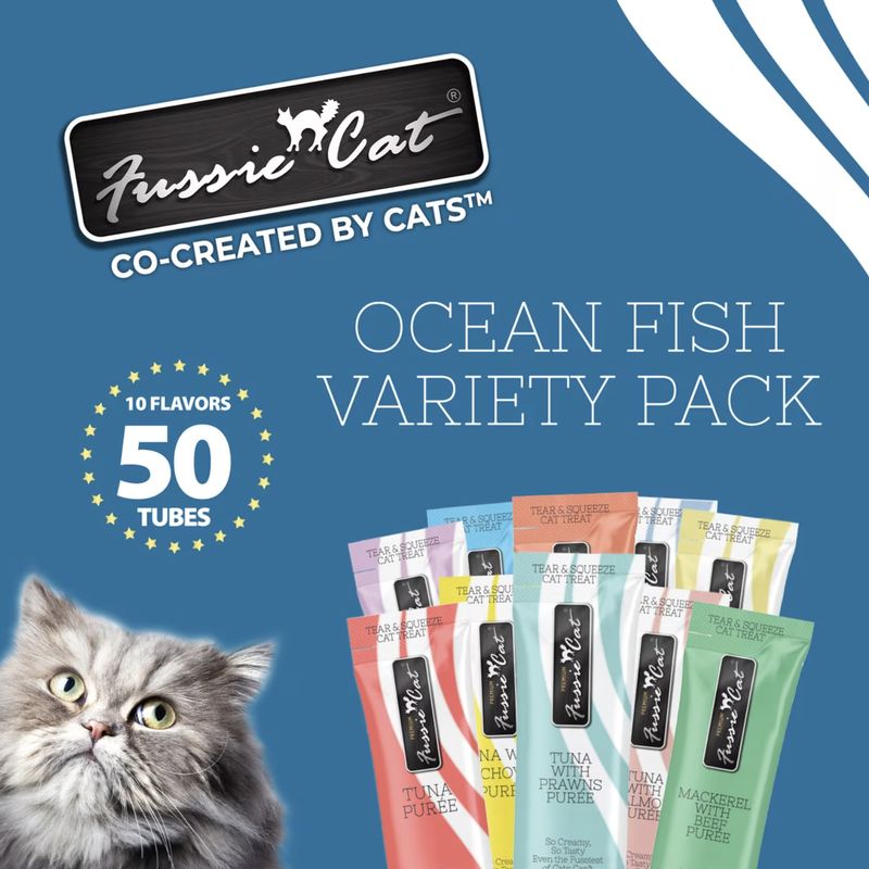 Fussie Cat Puree Ocean Fish Variety Pack 50ct