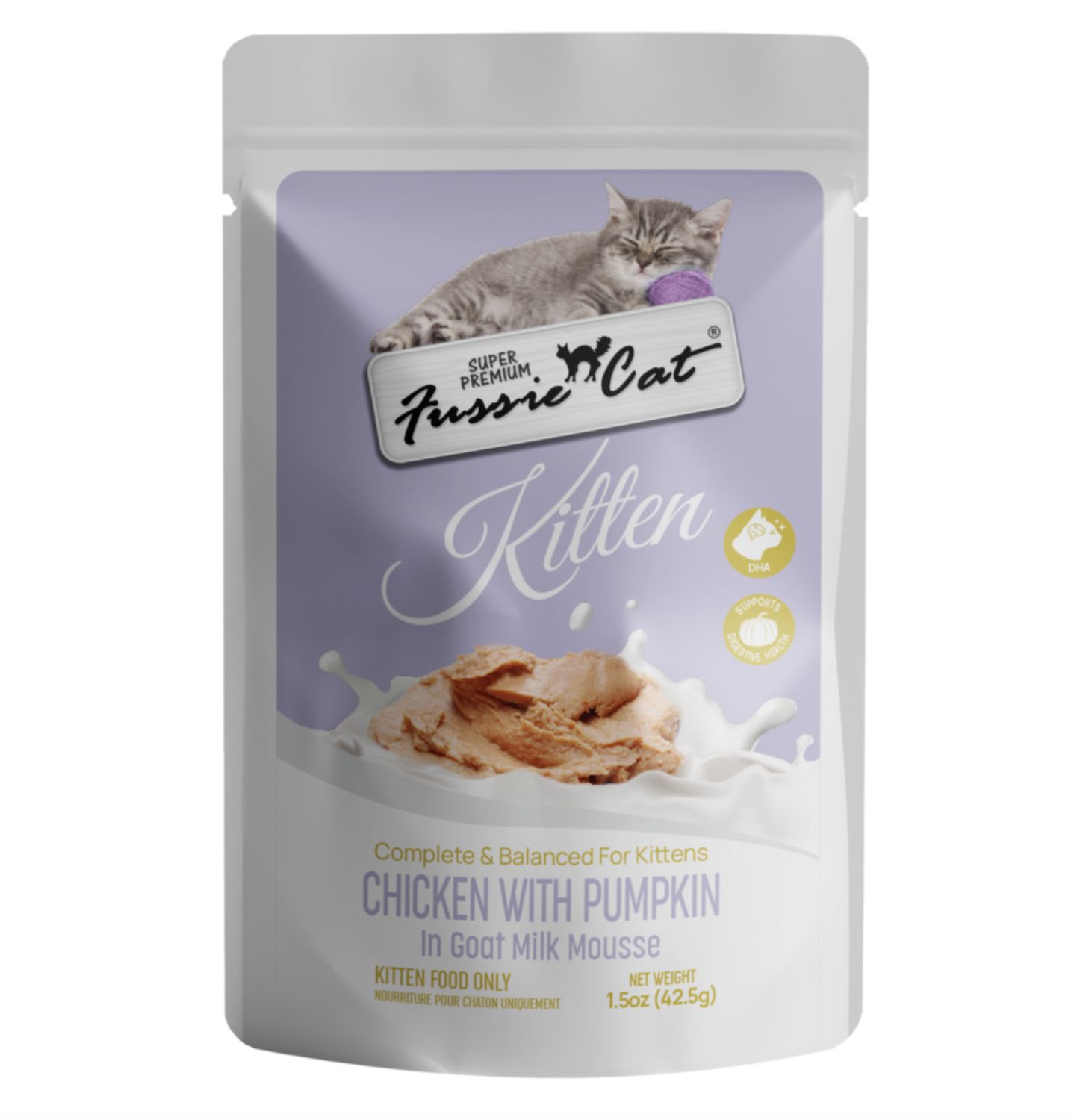 Fussie Cat Kitten Chicken &amp; Pumpkin in Goat Milk Mousse Pouch 1.5oz