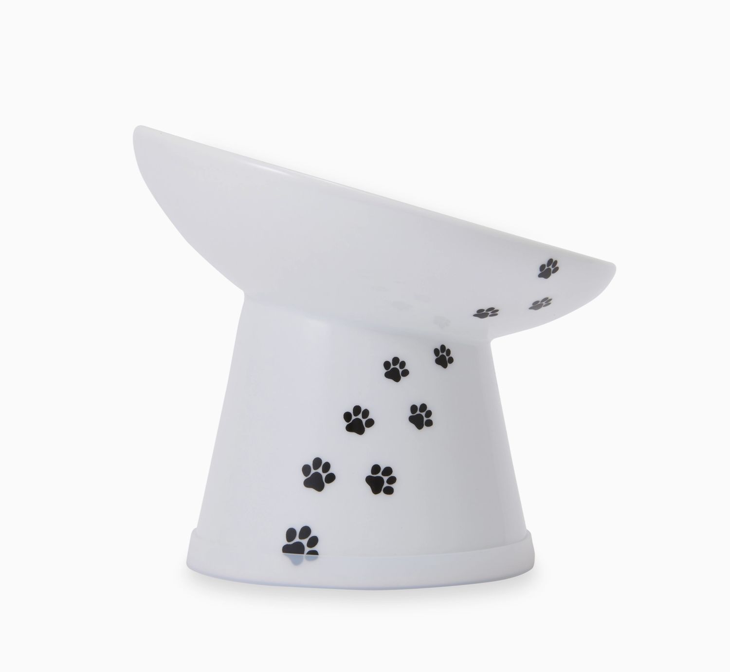 Necoichi Cat Raised Tilted Stress Free Ceramic Food Bowl, Color: White