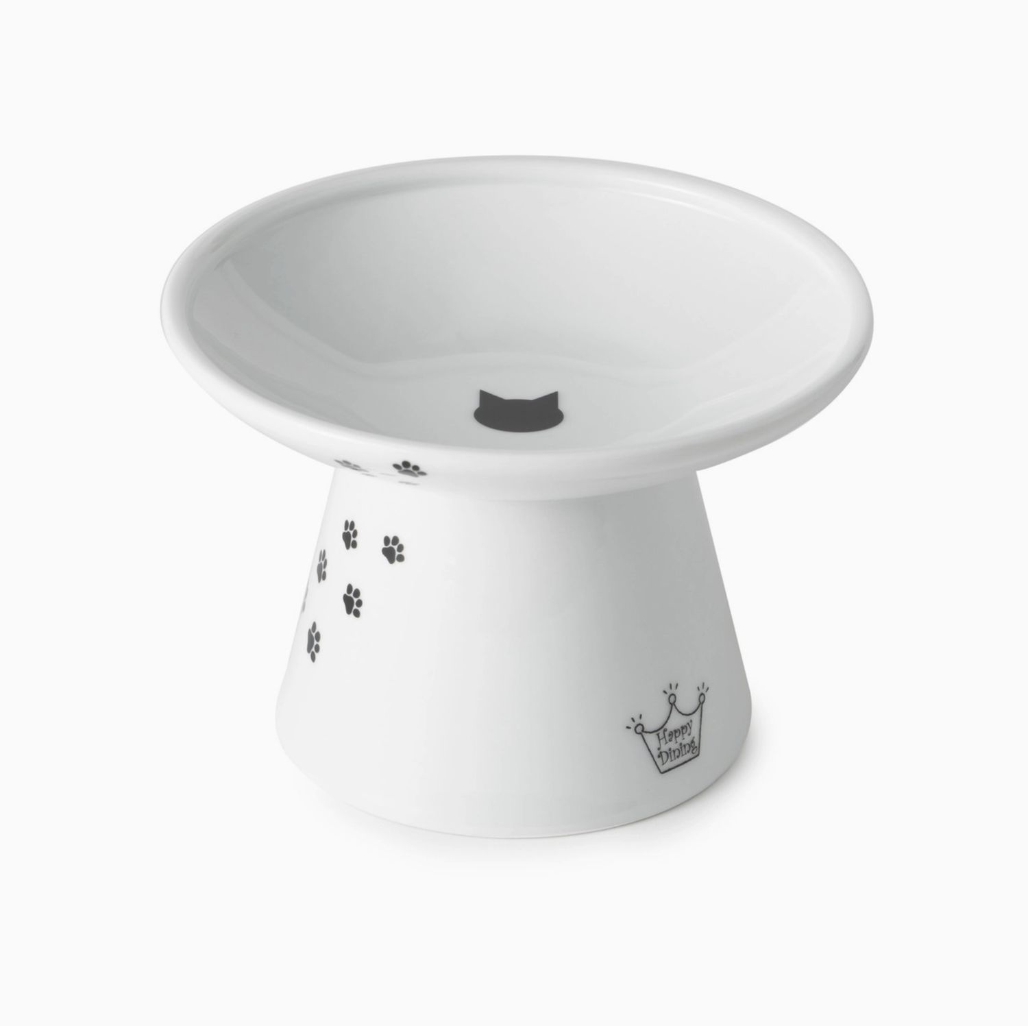 Necoichi Cat Raised Extra Wide Ceramic Food Bowl, Color: White