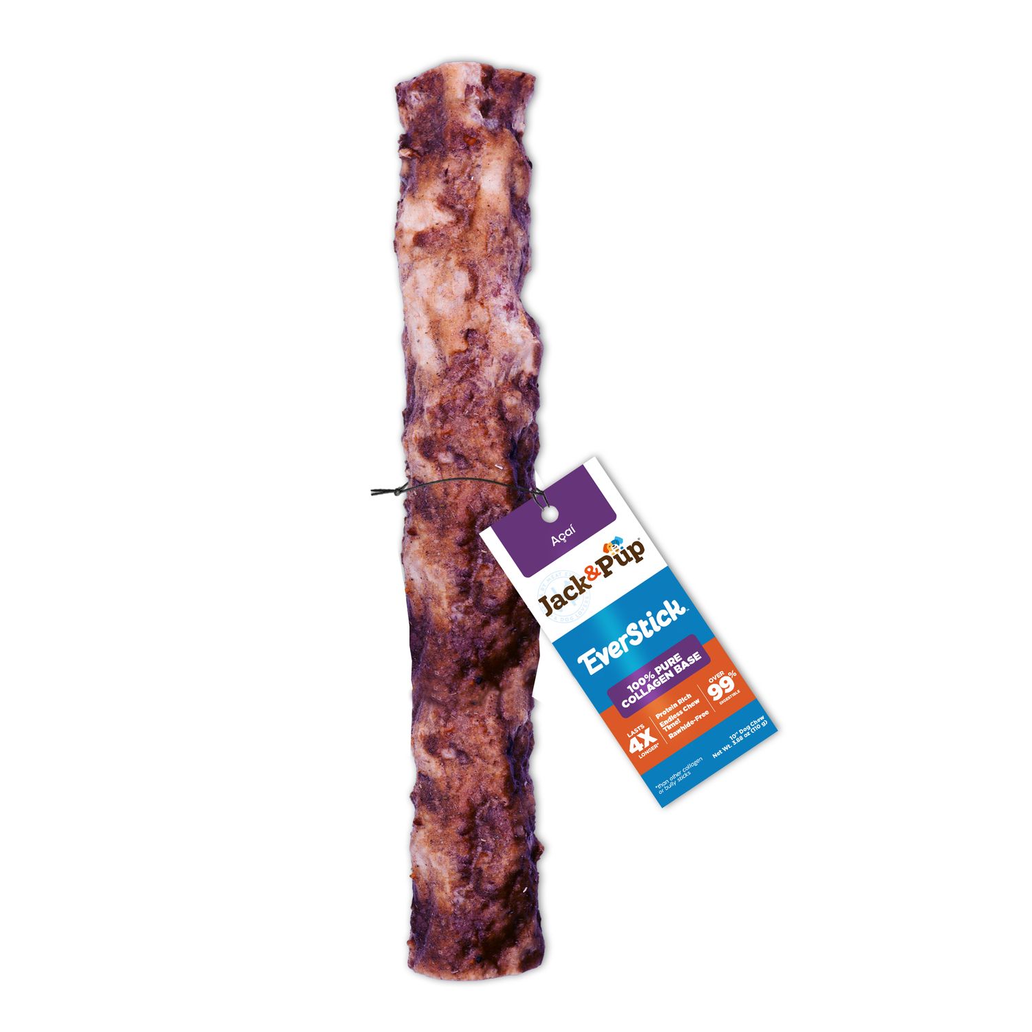 Jack &amp; Pup Dog EverChew Pure Collagen Base Acai, Size: 10"