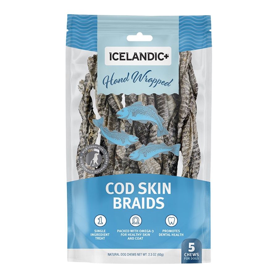 Icelandic Dog Braided Cod Skin 7'' 5 Pack