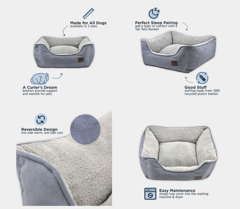 Tall Tails Dog &amp; Cat Bolster Bed Gray