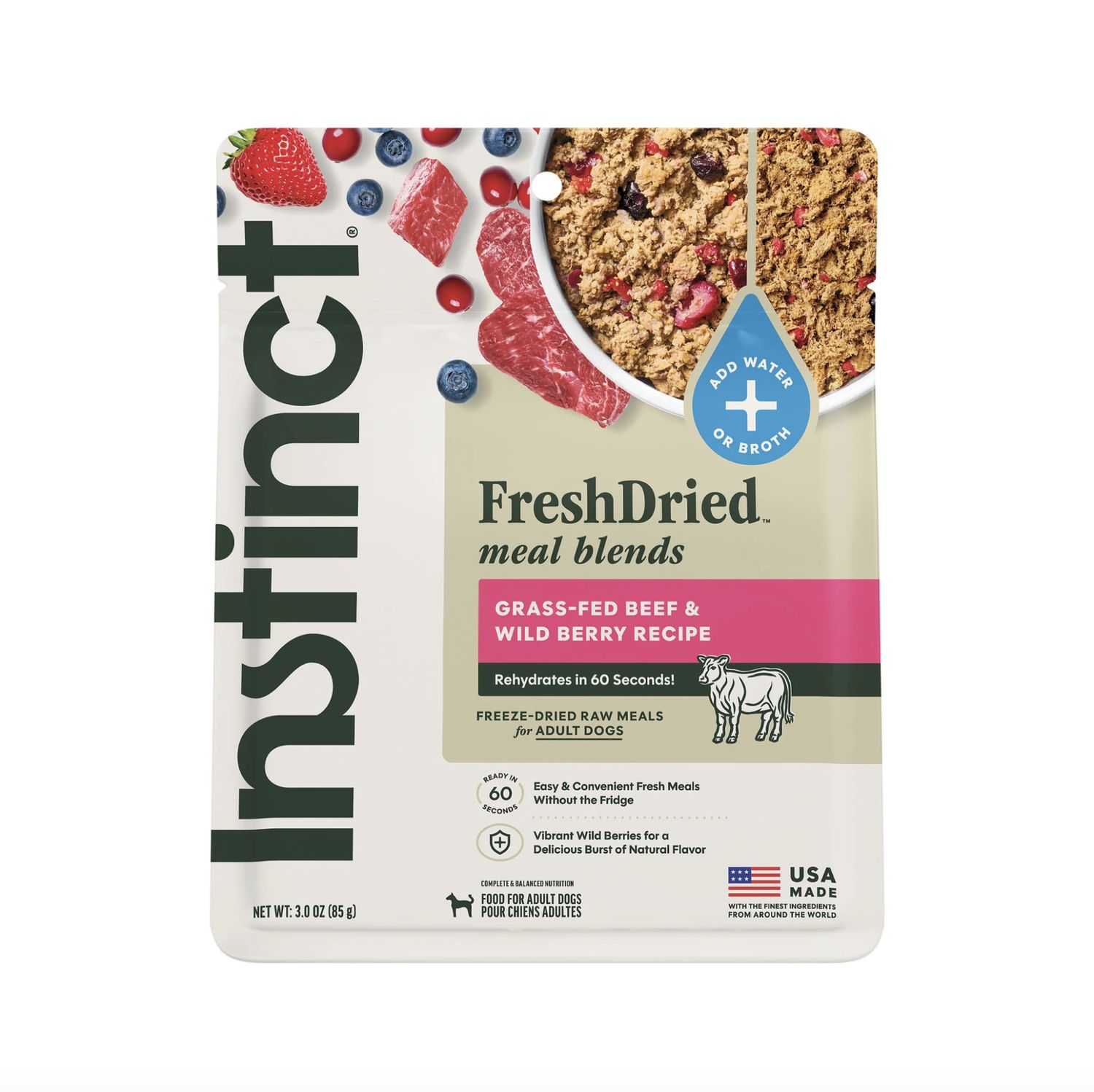 Instinct Dog FreshDried Meal Blends Beef &amp; Wild Berries 3oz