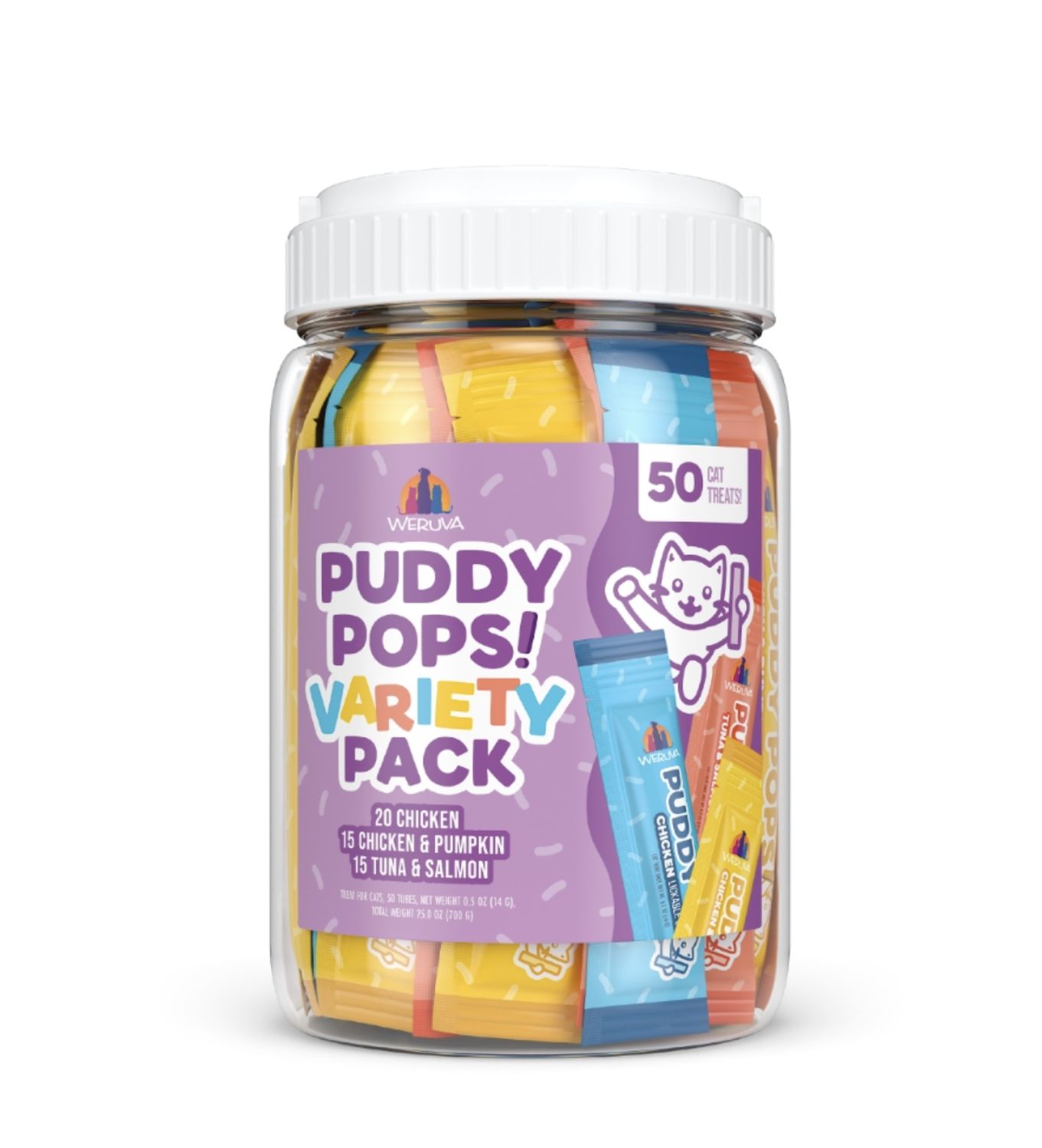 Weruva Puddy Pops Lickable Cat Treat Variety 50Pack