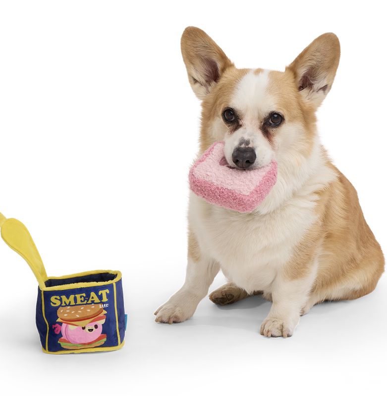 BARK Dog Canned Smeat Plush Multi-Part + Enrichment Toy