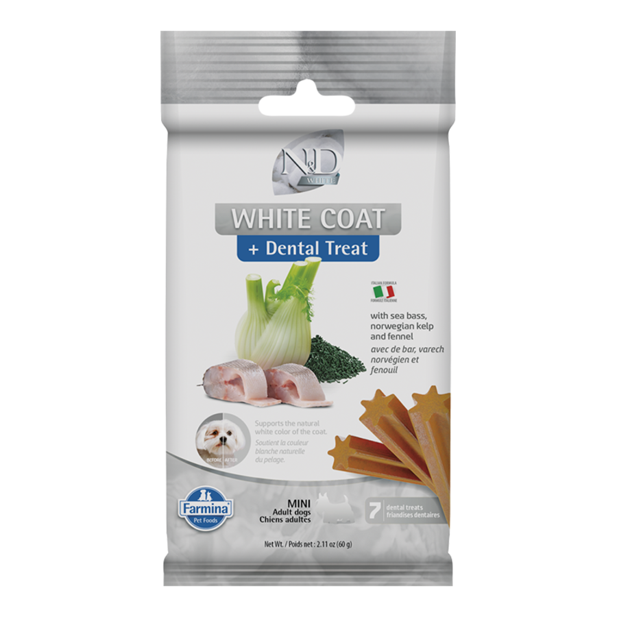 Farmina Dog Dental Treats White Coat Sea Bass Fennel & Kelp Mini 2.11oz