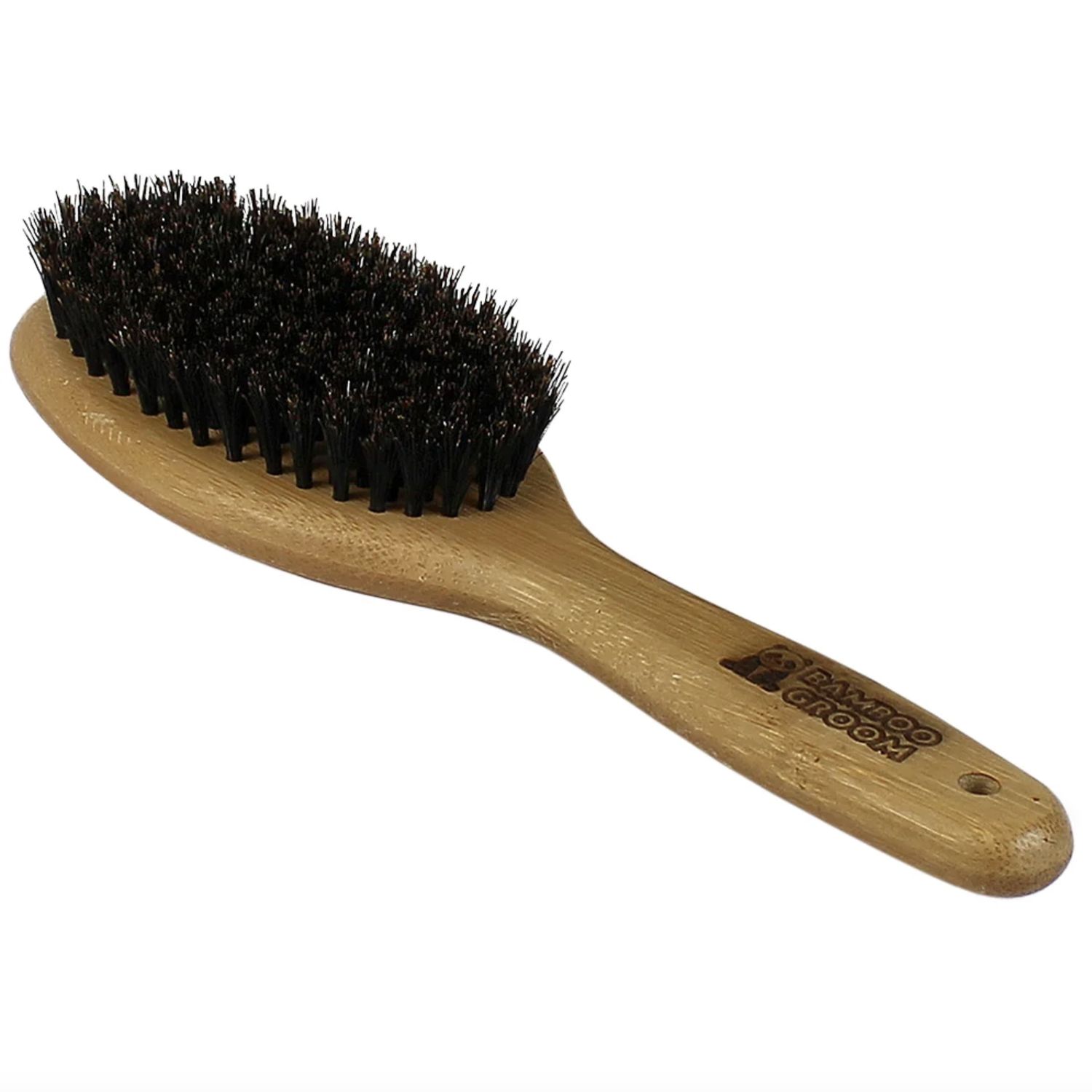 Bamboo Groom Oval Bristle Brush with Natural Boar Bristles, Size: Large
