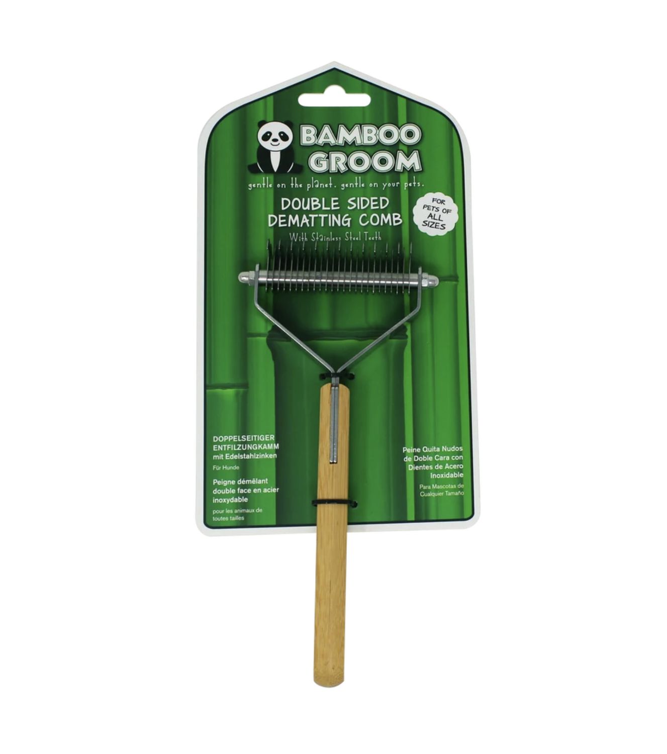 Bamboo Groom Double Sided Dematting Comb with Stainless Steel Teeth