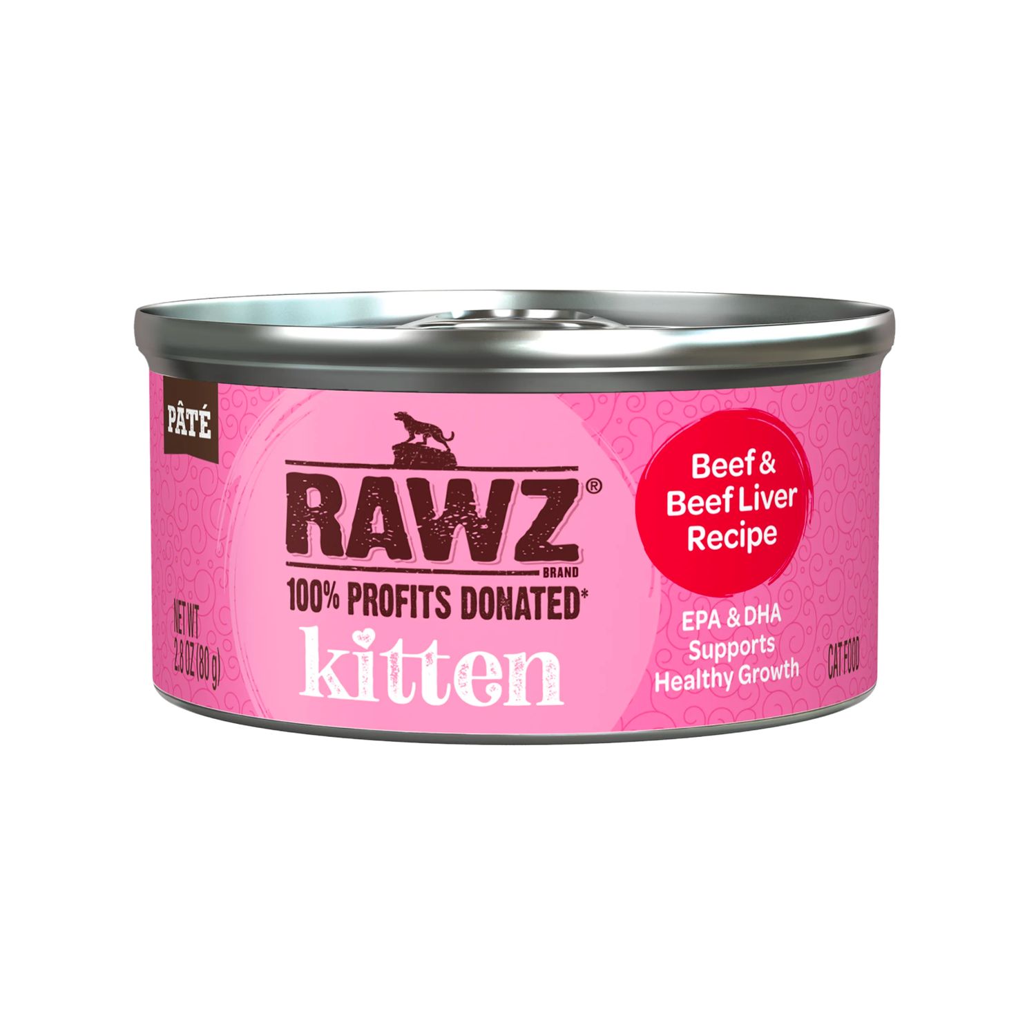 Rawz Cat Kitten Can Beef &amp; Beef Liver 2.8oz
