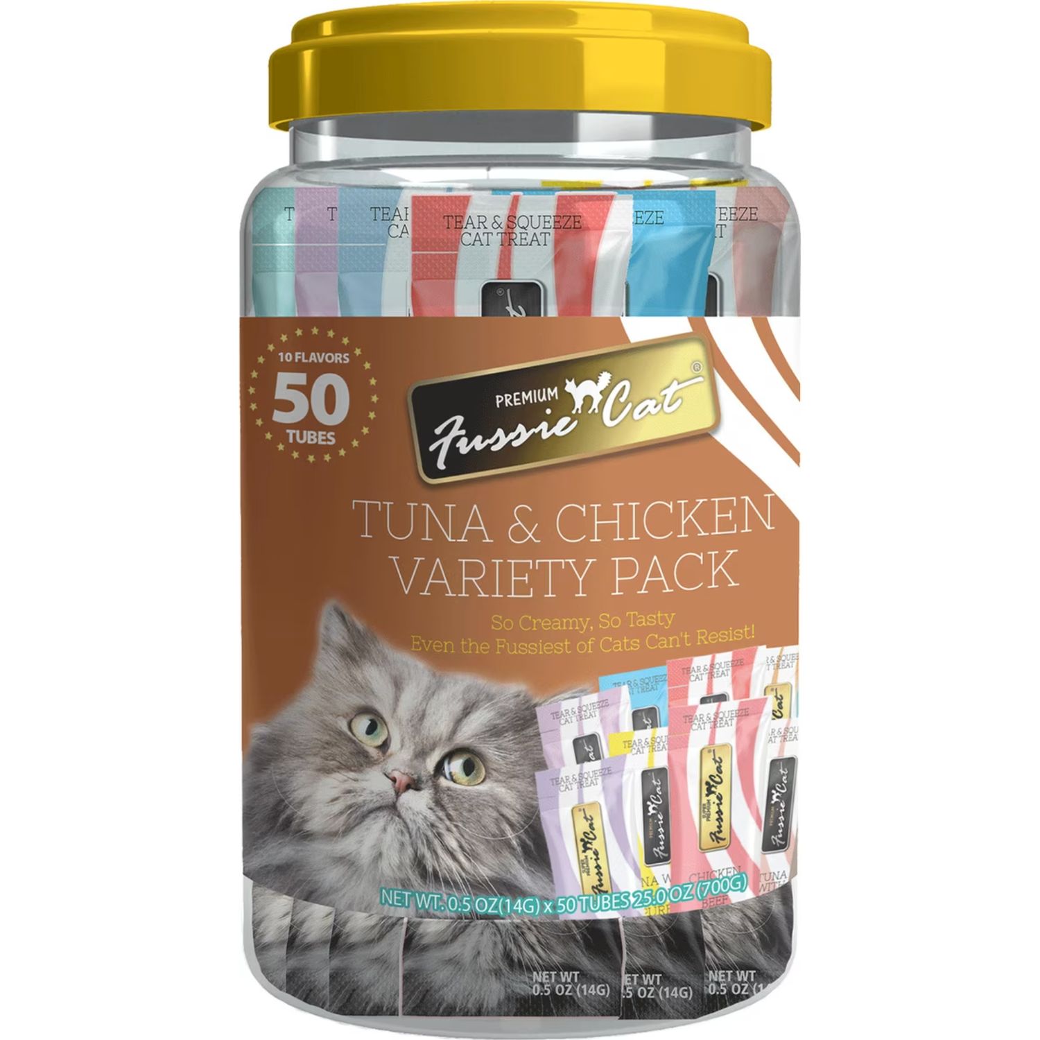 Fussie Cat Puree Tuna &amp; Chicken Variety Pack Tan 50ct
