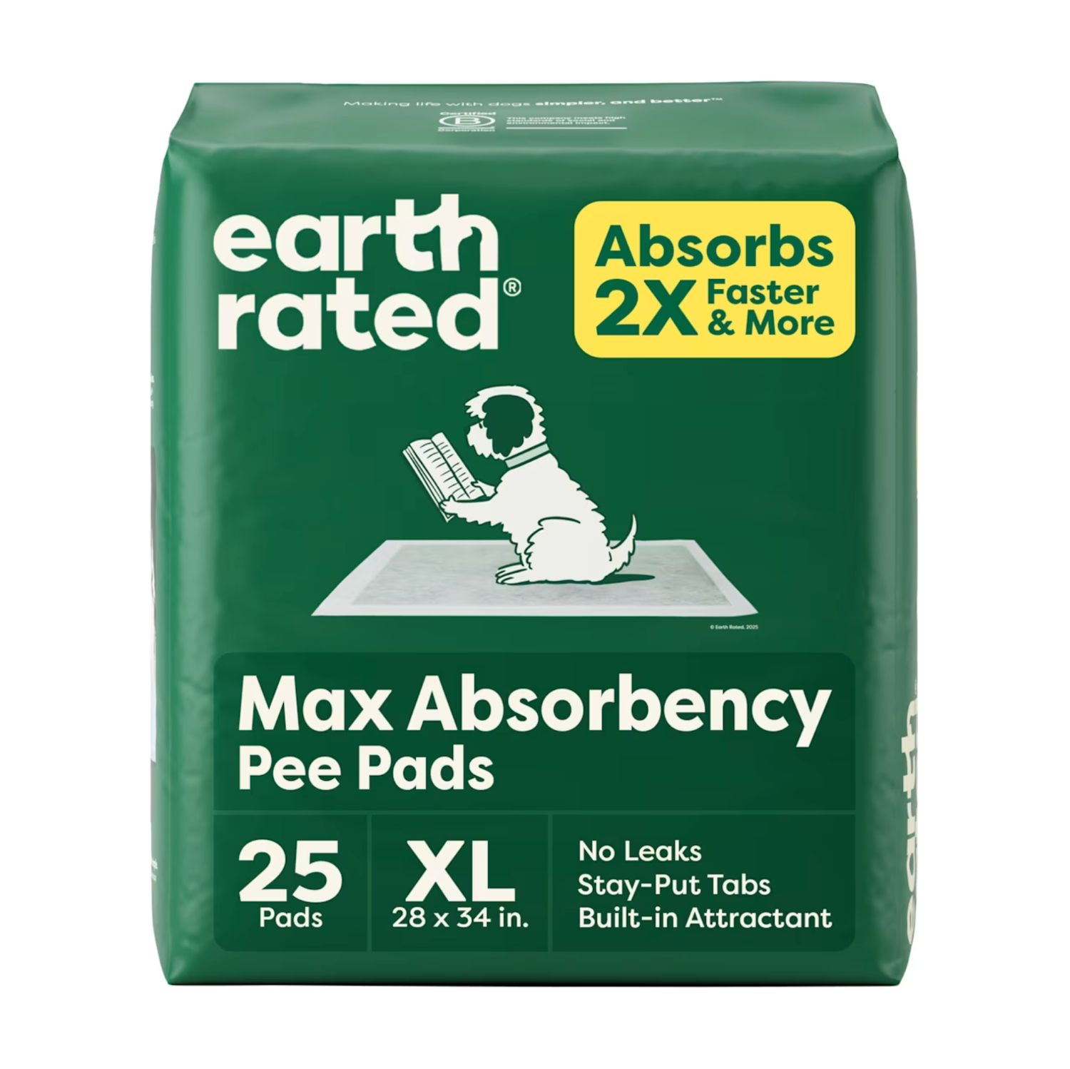Earth Rated Max Absorbency Training Pee Pads Extra Large 25 Count