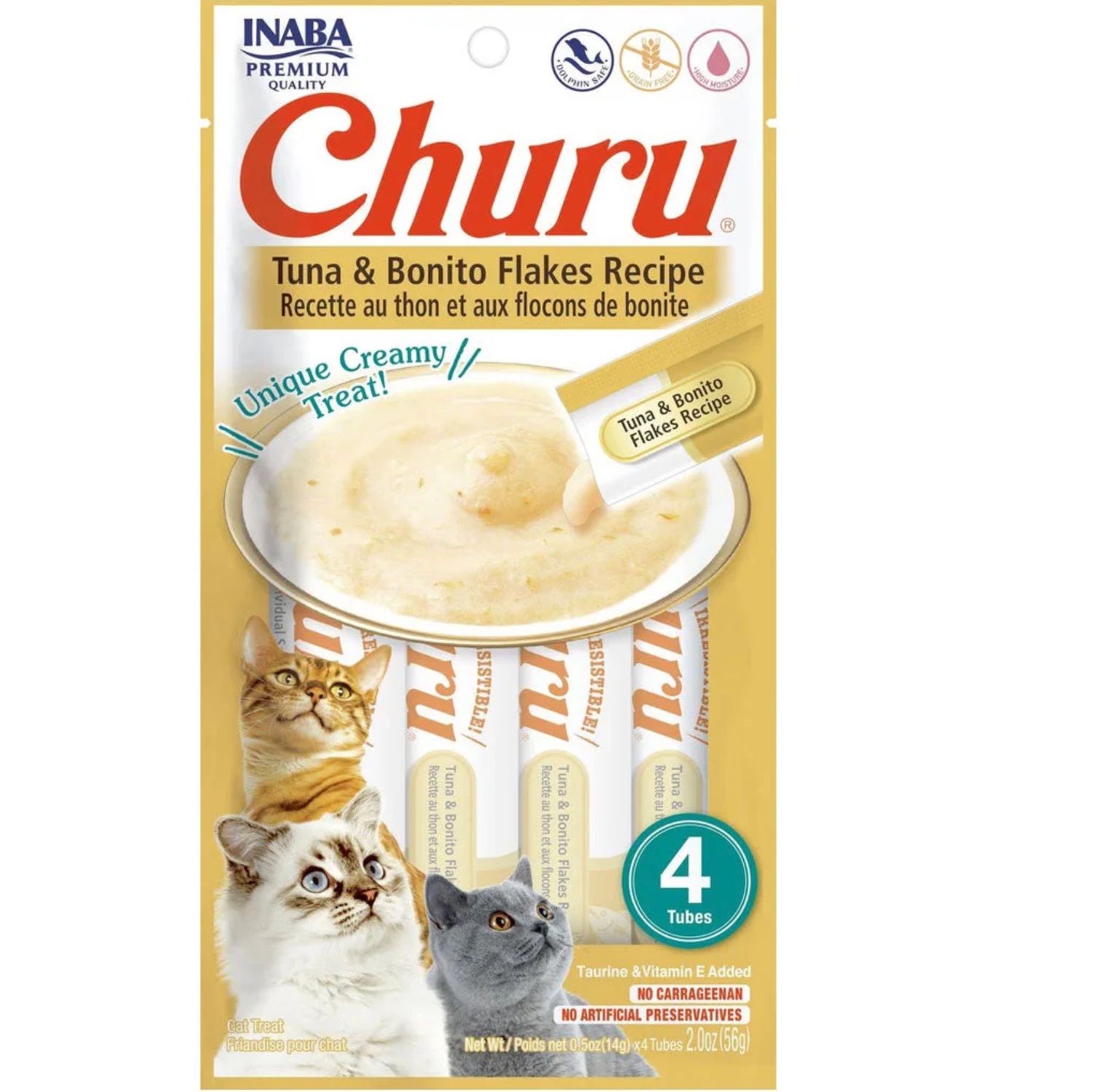 Inaba Churu Puree Bonito Flakes 0.5oz tube 4pk