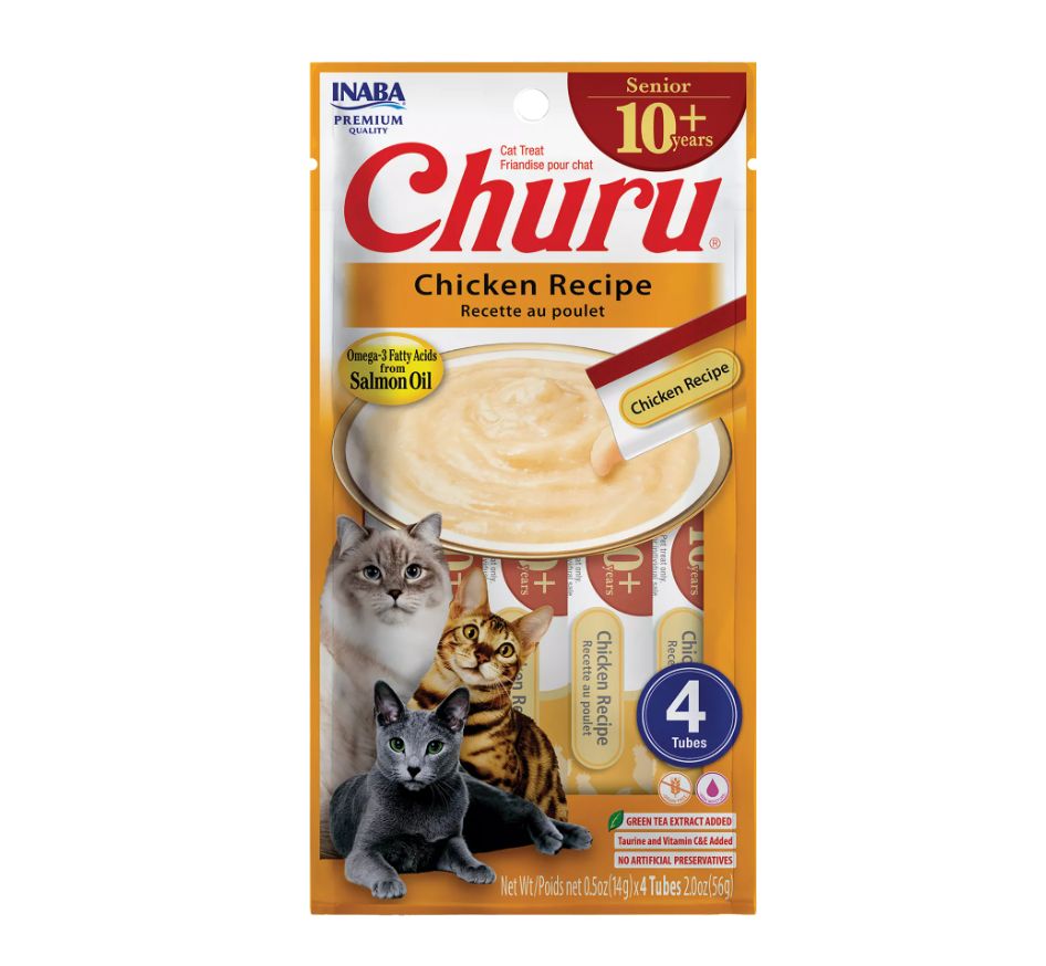 Inaba Churu Puree Chicken for Senior 10+ 0.5oz tube 4pk