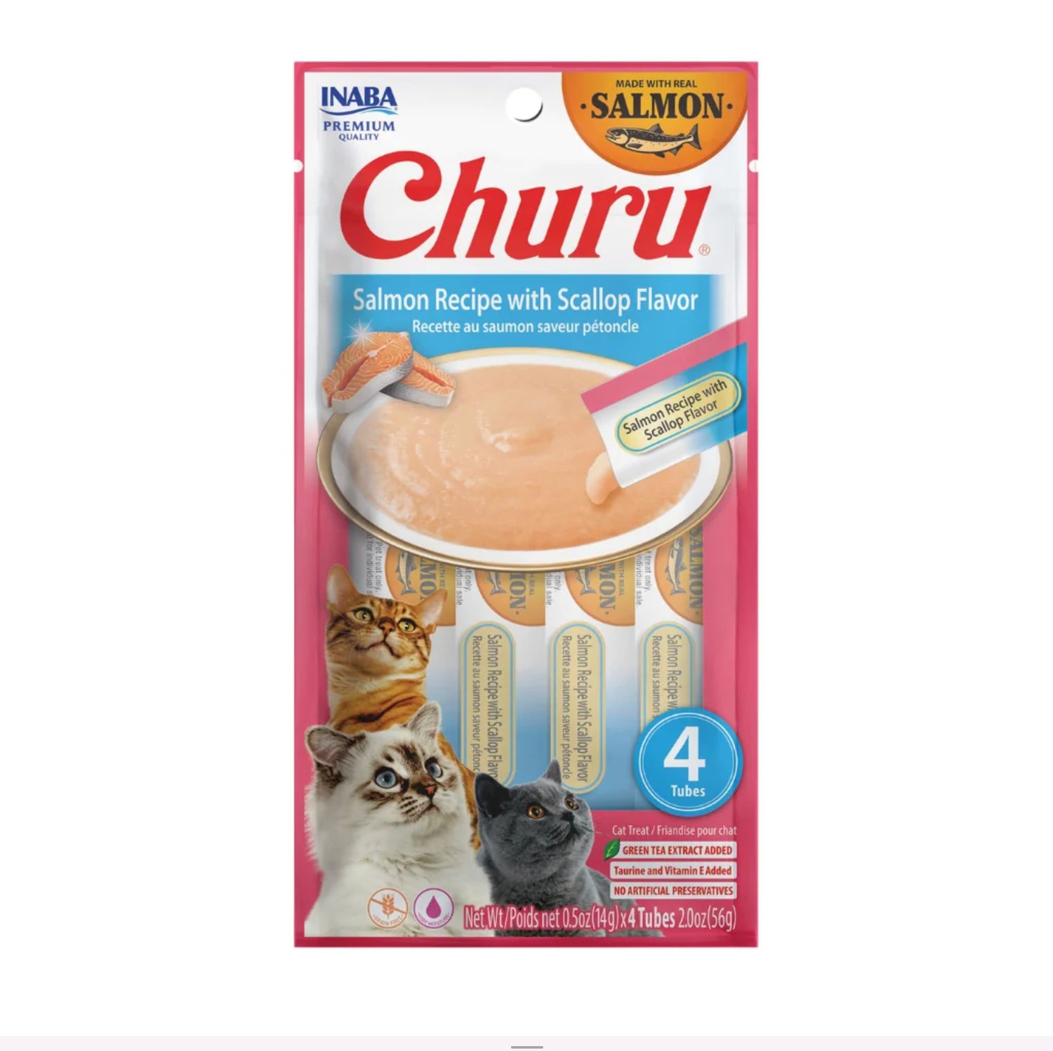 Inaba Churu Puree Salmon with Scalop 0.5oz tube 4pk