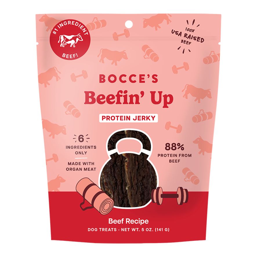 Bocce's Dog Jerky Protein Cuts Beefin' Up 5oz