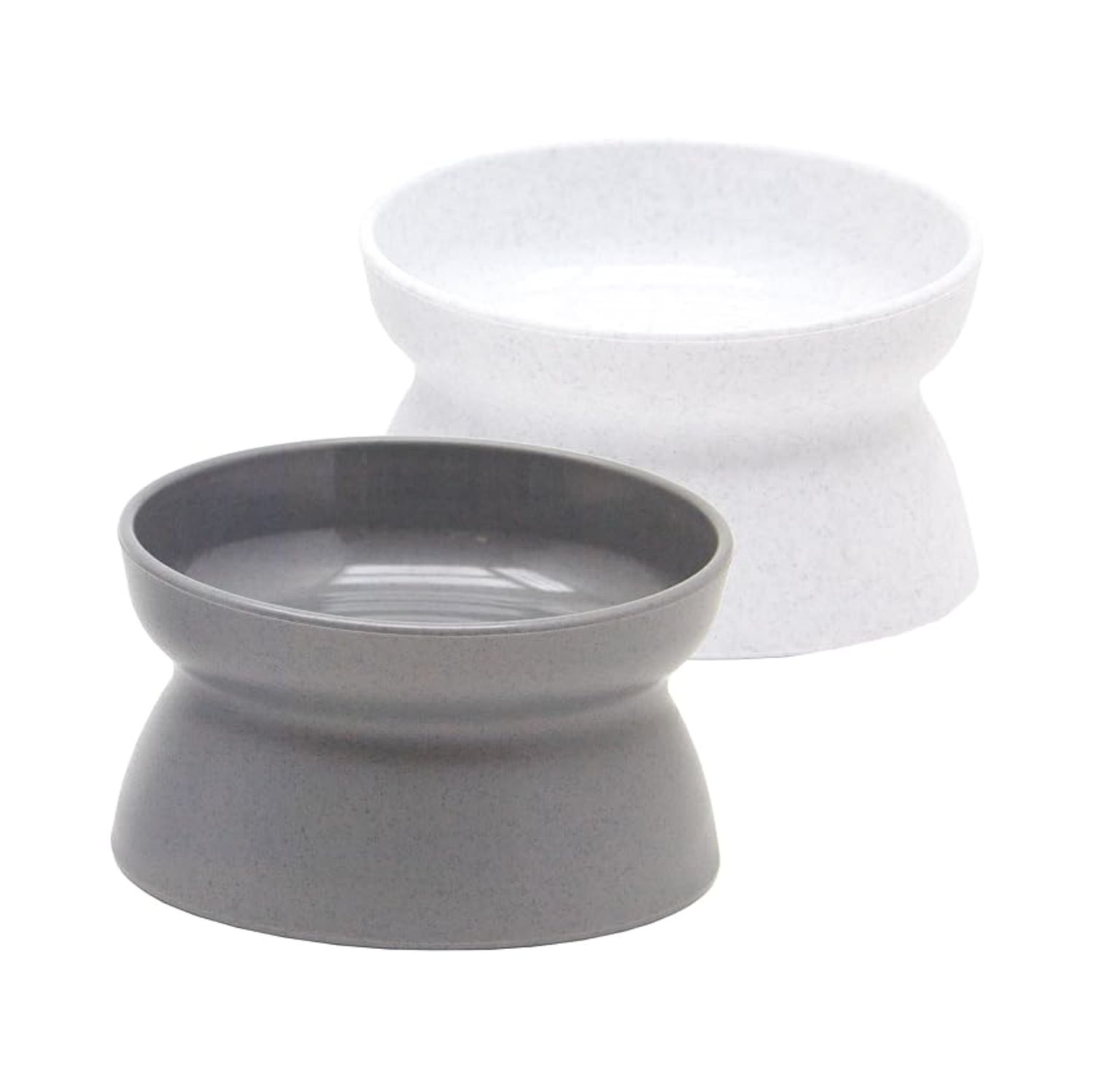 Kitty City Raised Cat Bowl Set Grey &amp; White 2 Pack 6.5oz