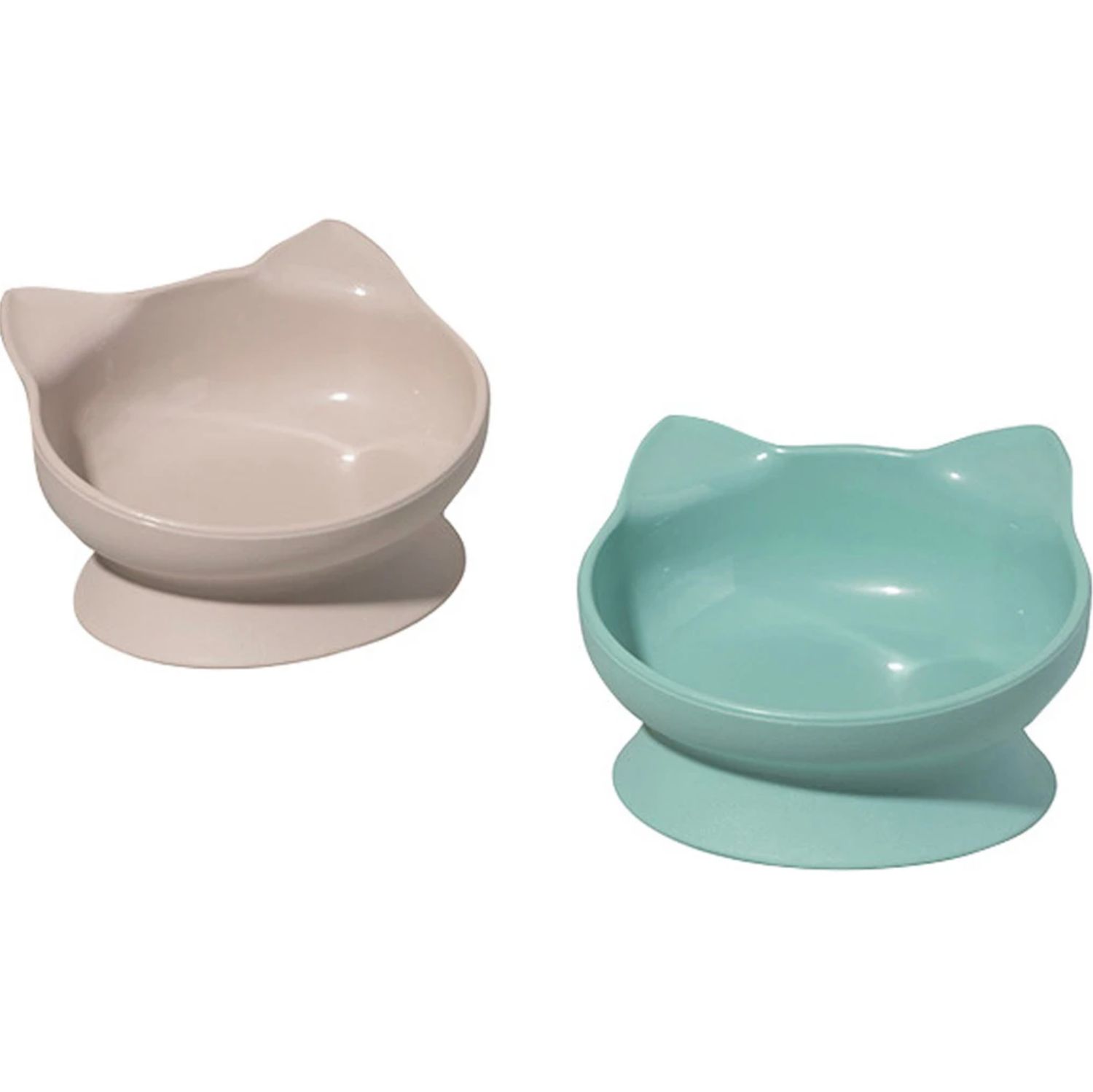 Kitty City Raised Cat Ear Bowl Set Pink &amp; Teal 2 Pack 6.5oz