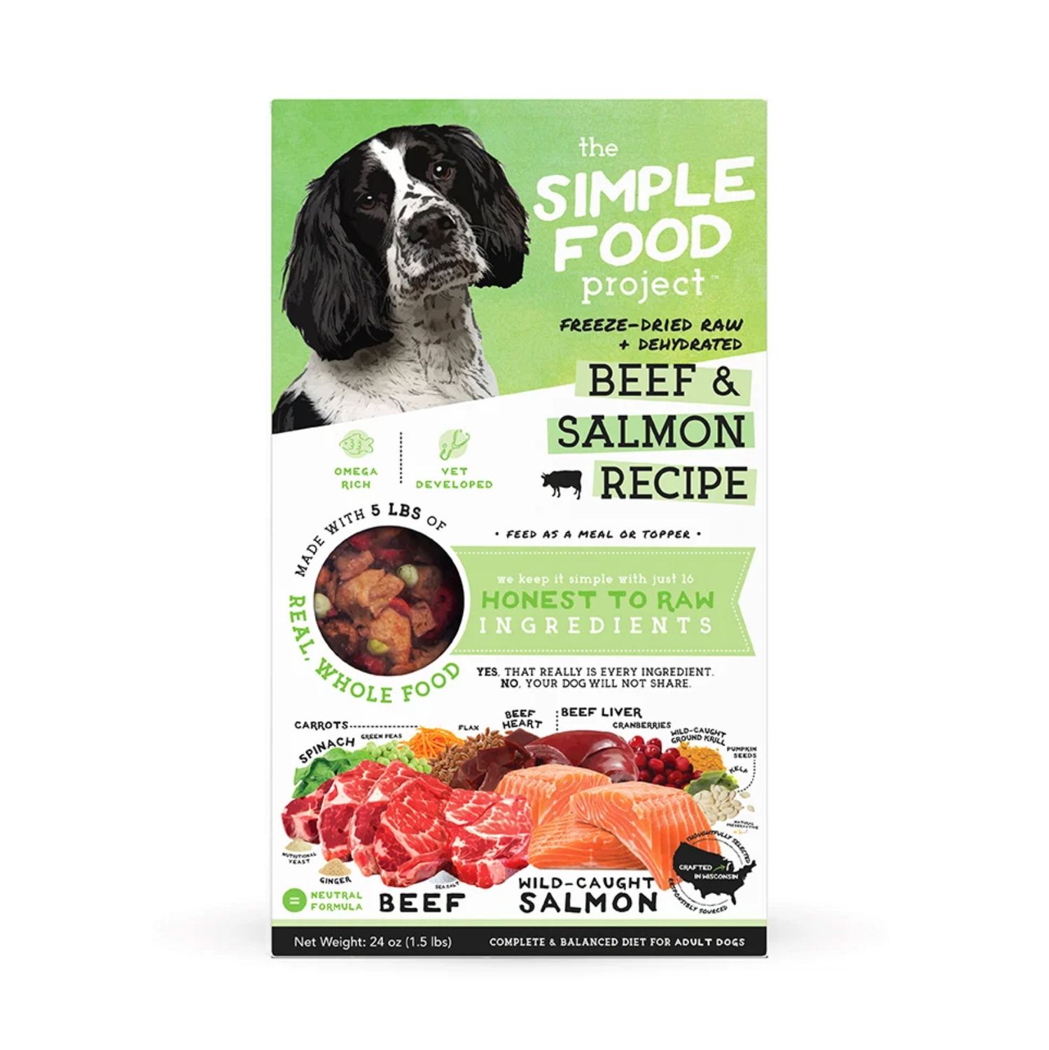 The Simple Food Project Dog Freeze-Dried Beef &amp; Salmon 24oz Box