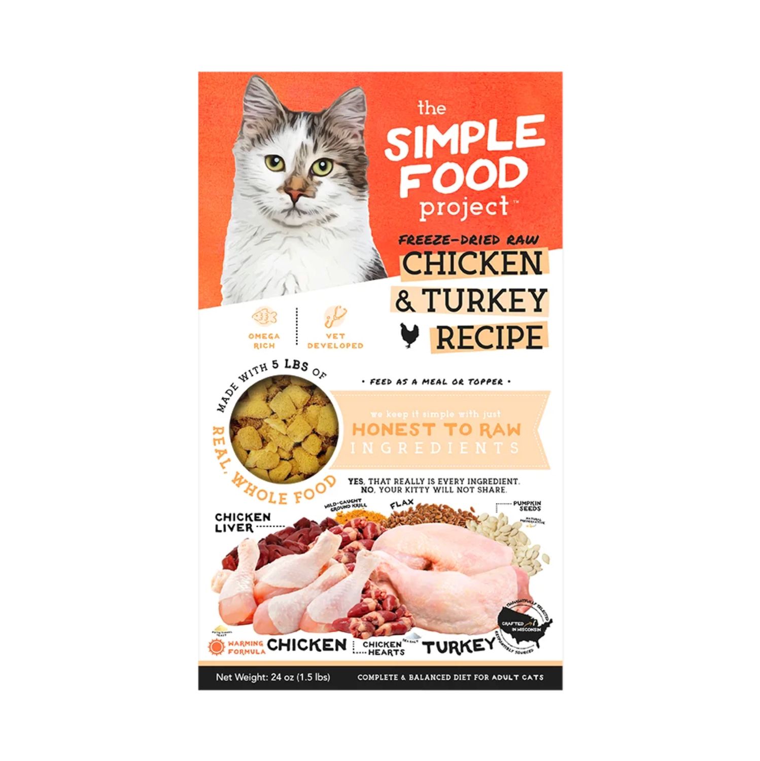 The Simple Food Project Cat Freeze-Dried Chicken &amp; Turkey 24oz Box