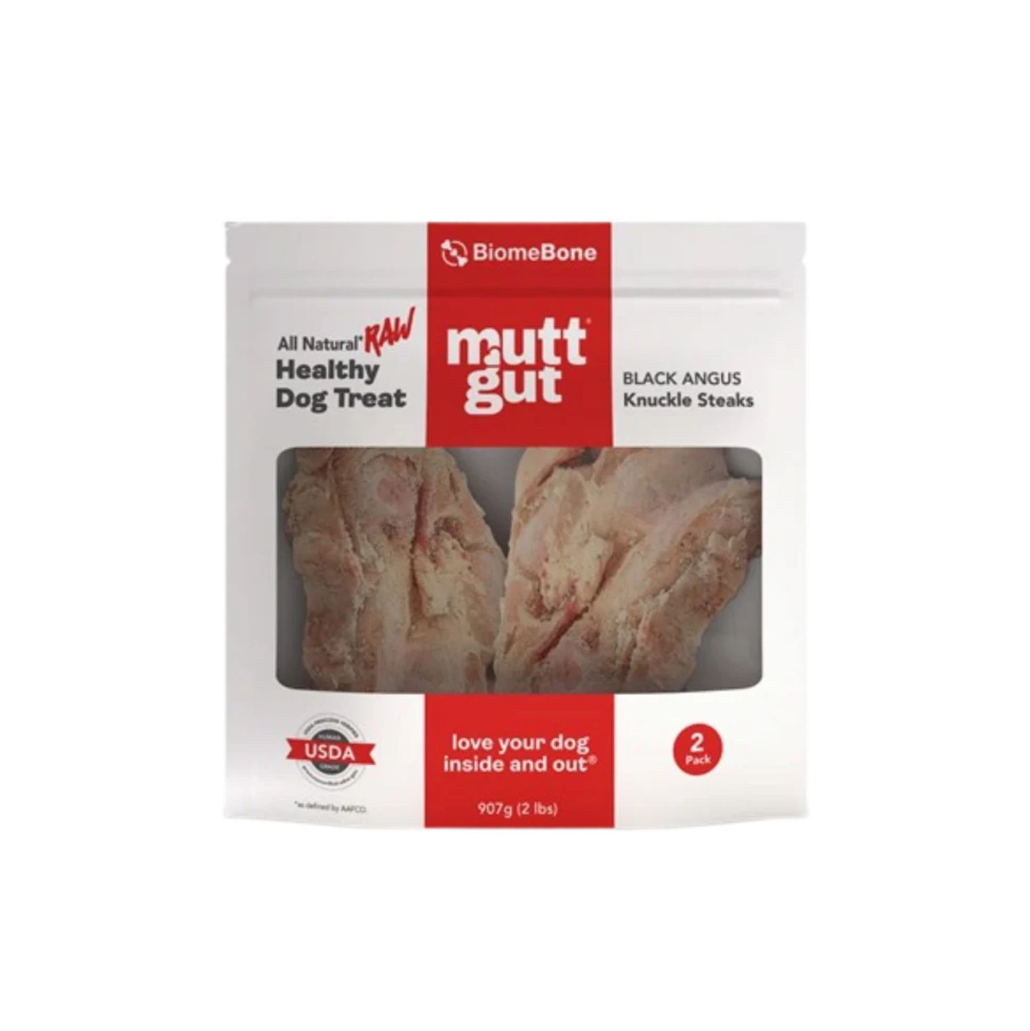 Mutt Gut Frozen BiomeBones Black Angus Knuckle Steaks 2lb