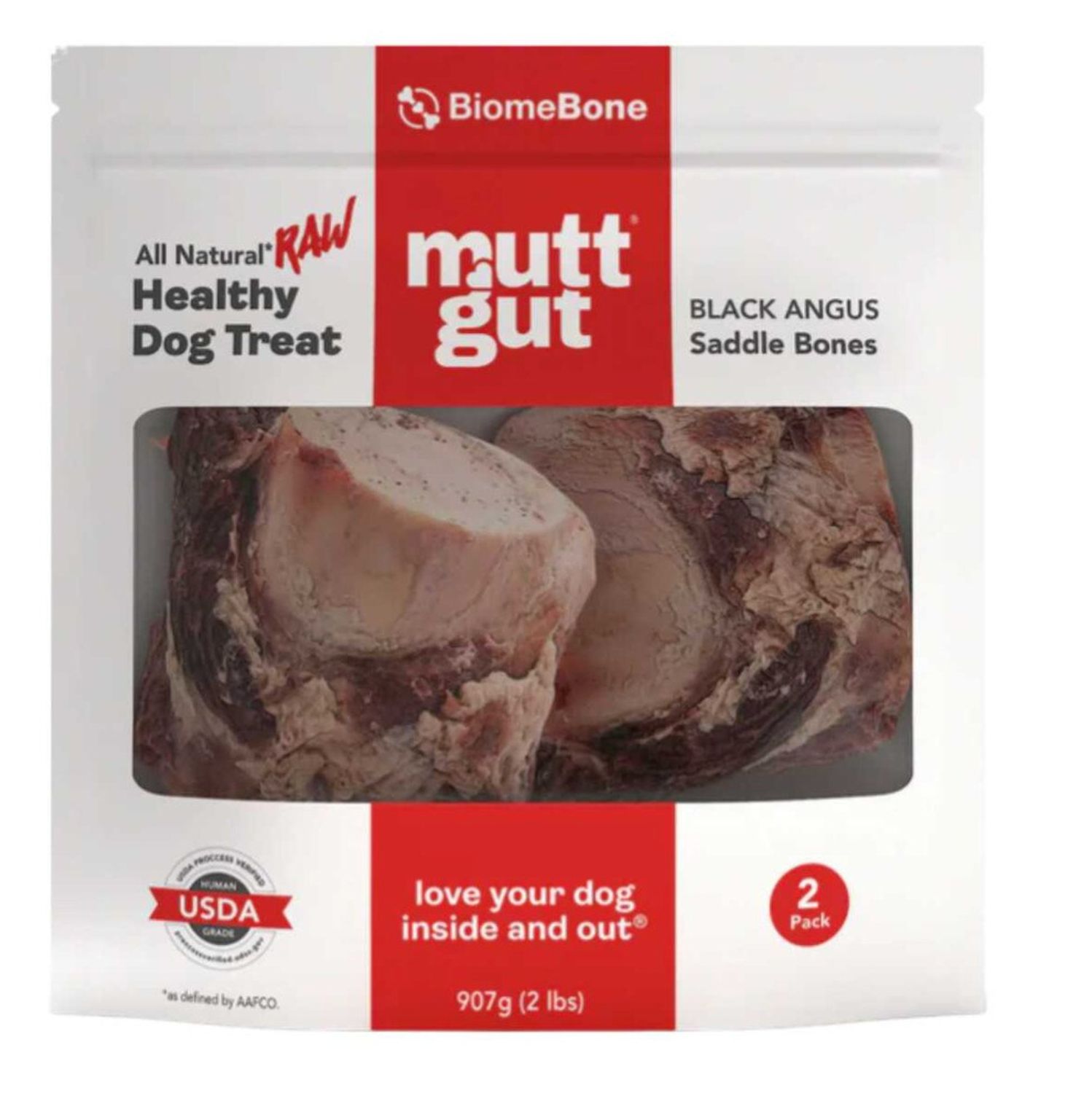 Mutt Gut Frozen BiomeBones Black Angus Saddle Bones 2lb