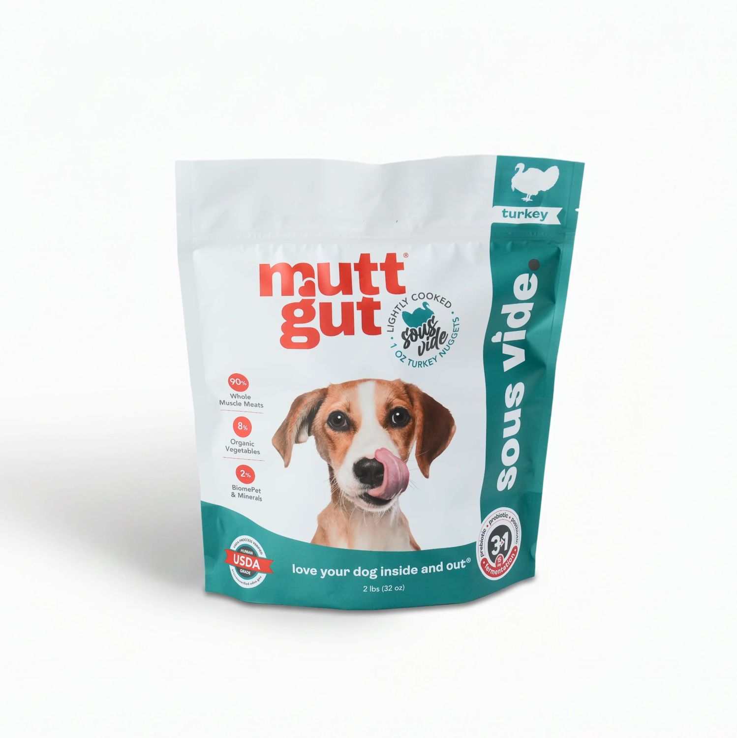 Mutt Gut Dog Frozen Microbiome Lightly Cooked Sous Vide Turkey 2lb