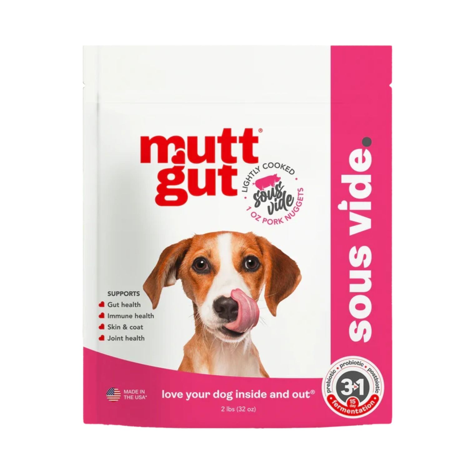 Mutt Gut Dog Frozen Microbiome Lightly Cooked Sous Vide Pork 2lb