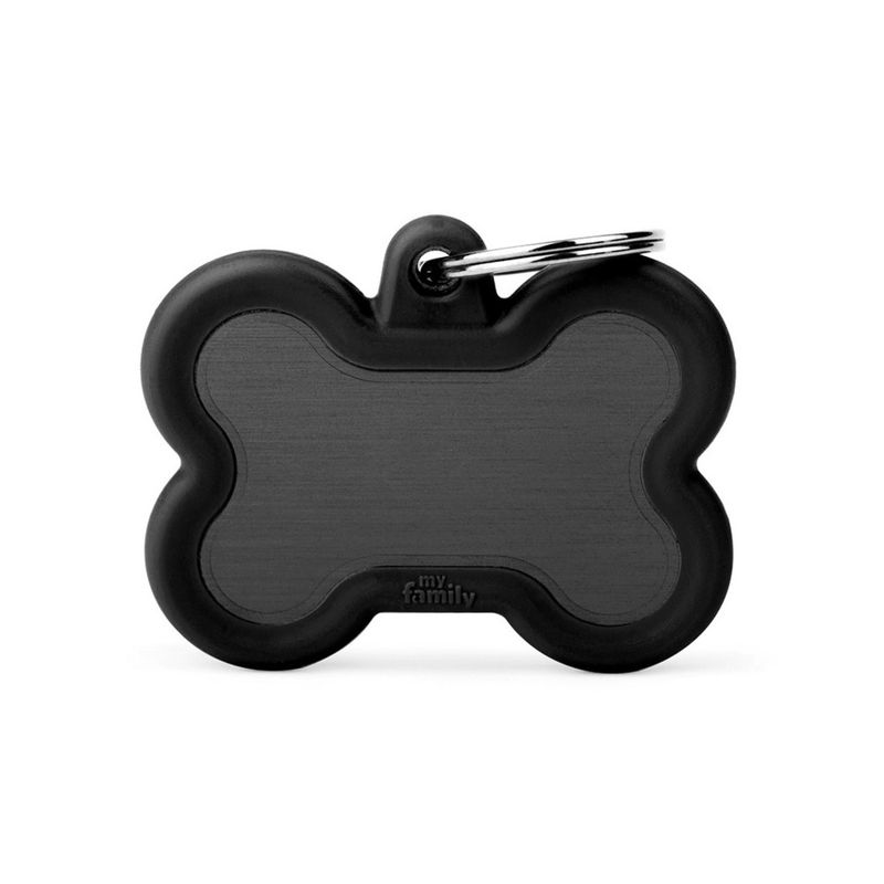 My Family Dog Tag Hushtag One Color Aluminum Bone ID Tag with Rubber