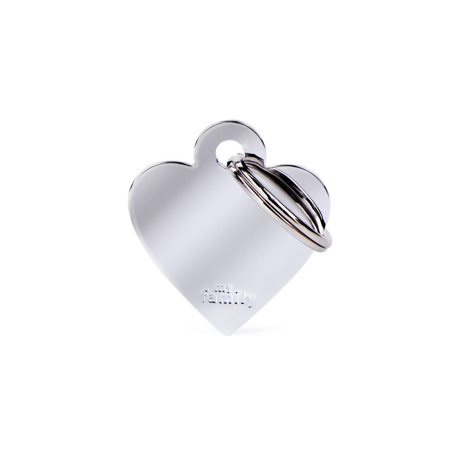 My Family Dog Tag Basic Heart, Color: Chrome, Size: Small
