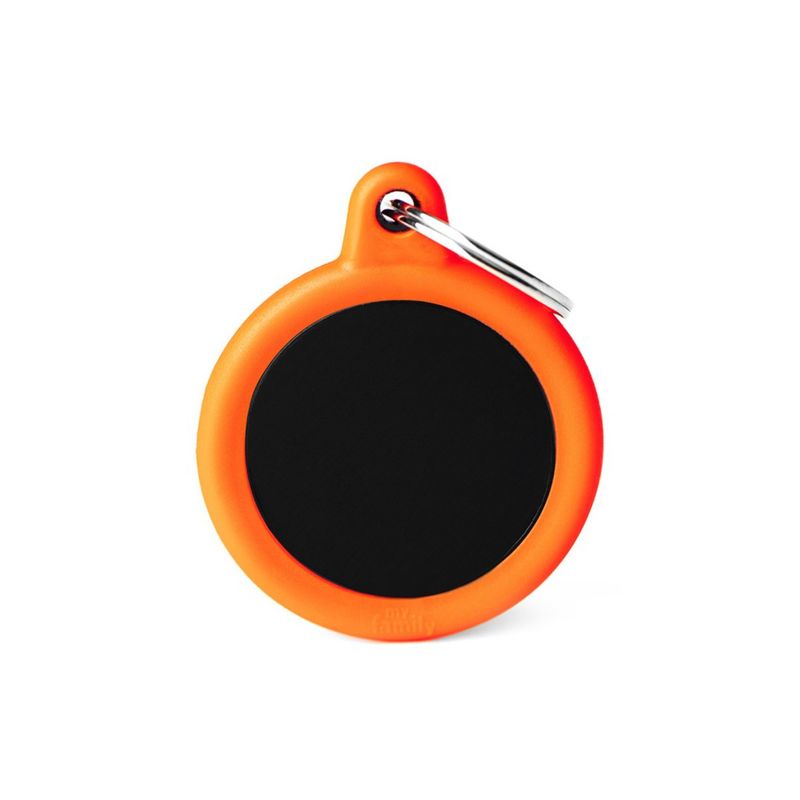 My Family Dog Tag Hushtag Black Aluminum Circle ID Tag with Rubber