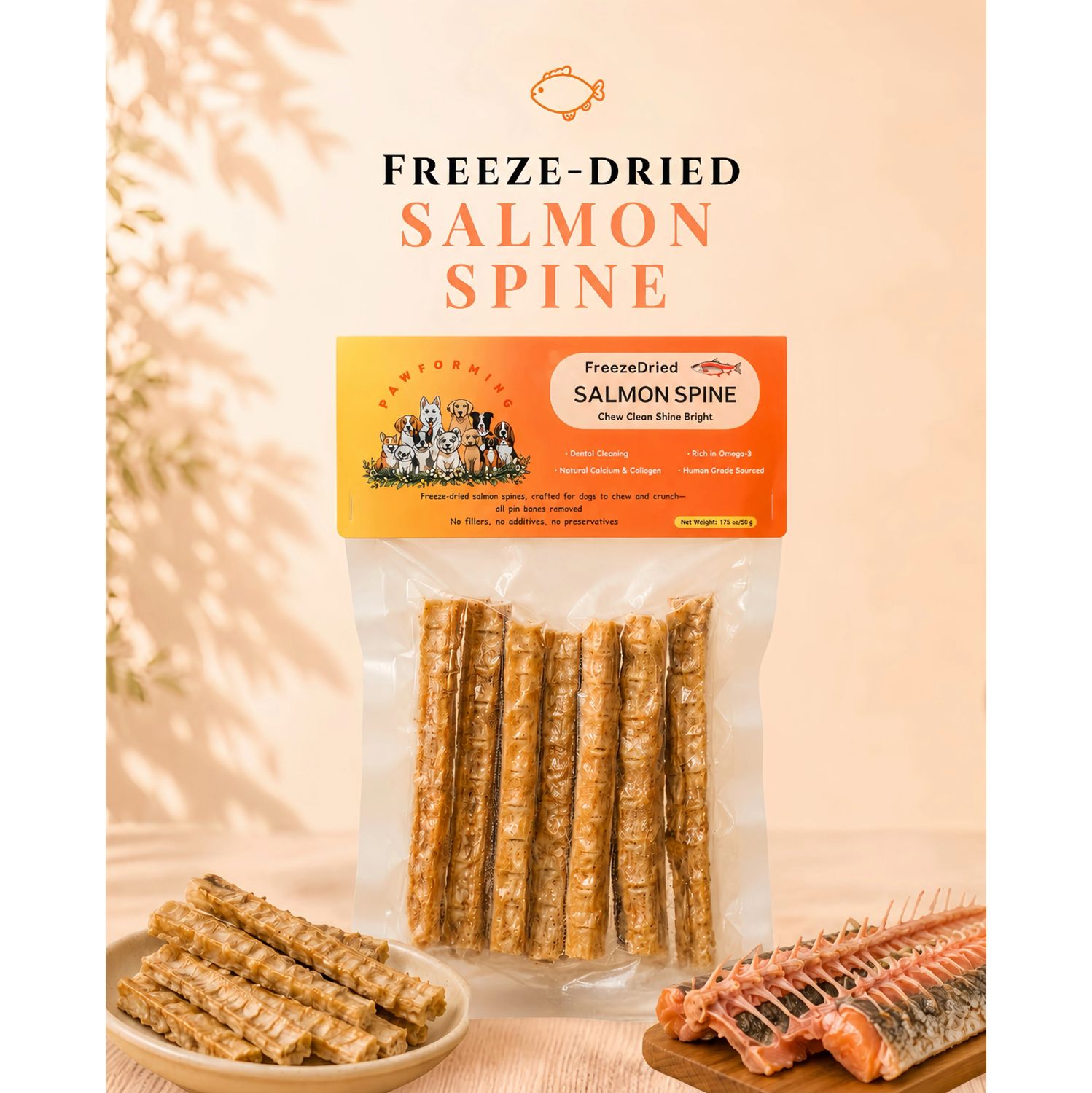 Pawforming Pets Freeze Dried Salmon Spine 1.76oz