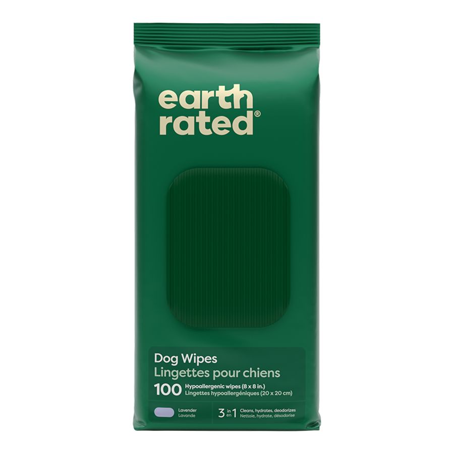 Earth Rated Dog Hypoallergenic Grooming Wipes Lavender 100ct
