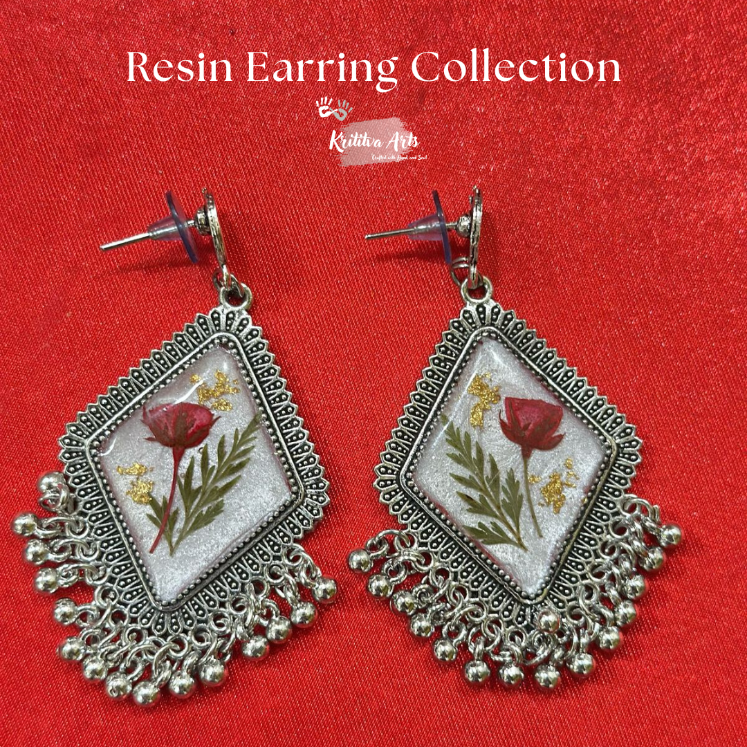 Handcrafted Resin Earrings – Floral Elegance 🌿✨