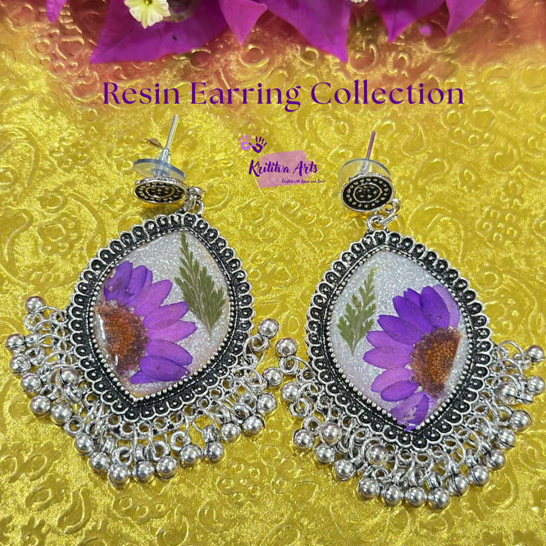 ​Handcrafted Resin Floral Earrings – Ethnic &amp; Boho Statement Jewelry 🌸✨