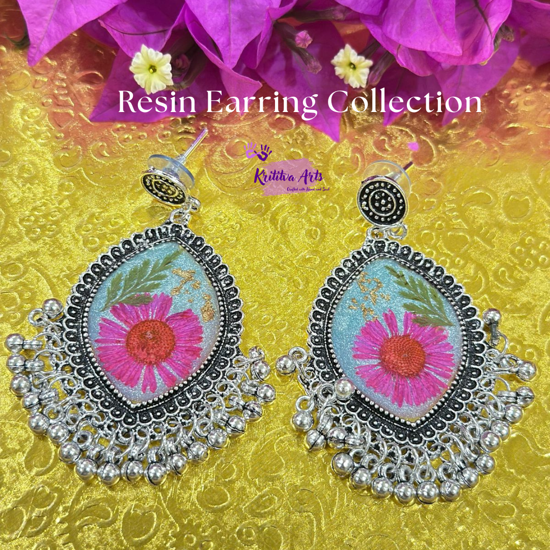 Handcrafted Resin Floral Earrings – Bohemian &amp; Ethnic Statement Jewelry 🌿🌸✨