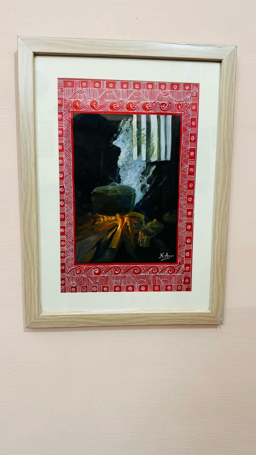 ​Handcrafted Painting – Traditional Pahadi Kitchen with Chulha 🔥✨