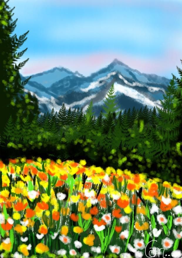 ​Handcrafted Digital Portrait – Valley of Flowers, A Himalayan Wonderland 🌸✨