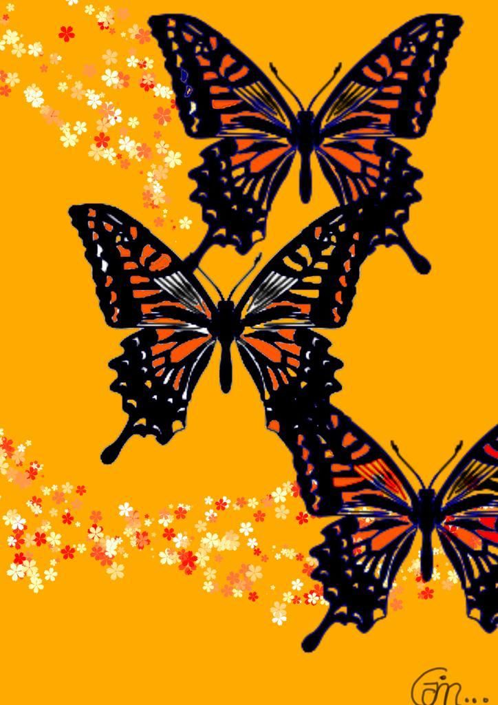 ​Handcrafted Digital Portrait – Fluttering Butterflies in Bloom 🦋✨
