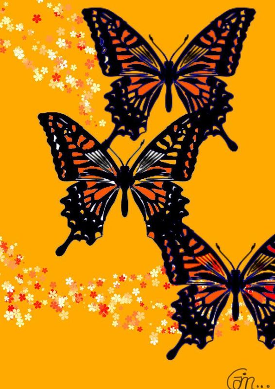 ​Handcrafted Digital Portrait – Fluttering Butterflies in Bloom 🦋✨