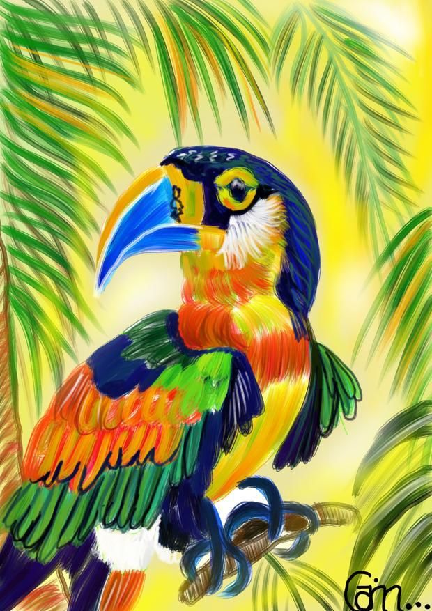 ​Handcrafted Digital Portrait – Vibrant Toucan in a Tropical Paradise 🦜✨
