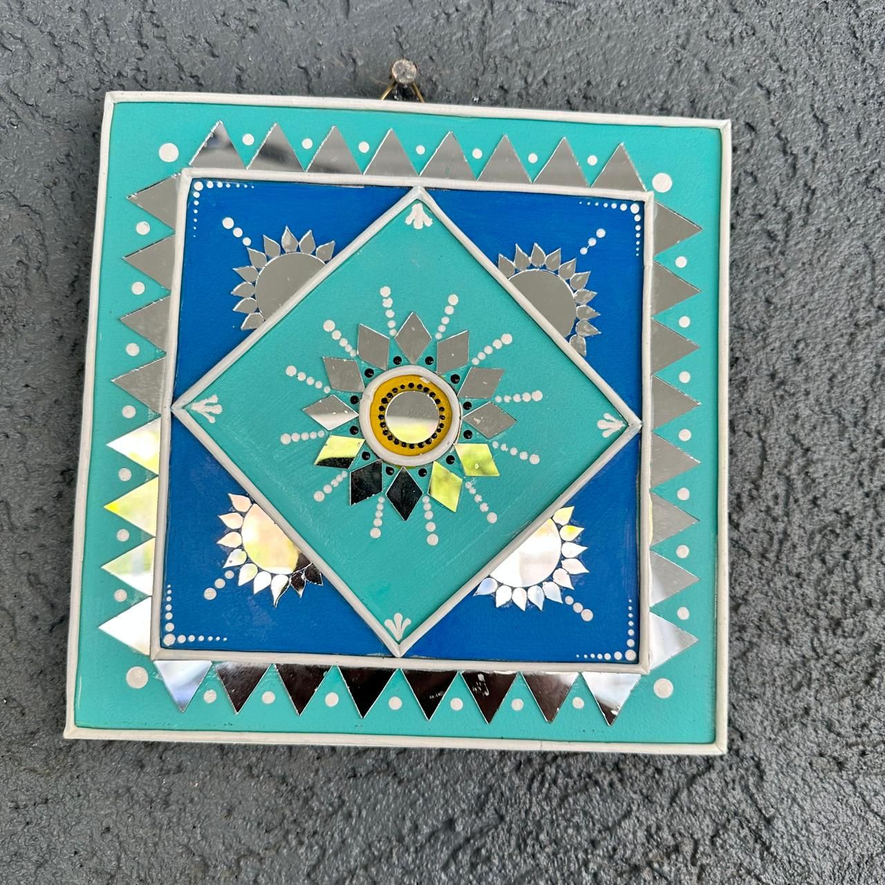 ​Turquoise Elegance Lipan Art Wall Tile ✨🎨