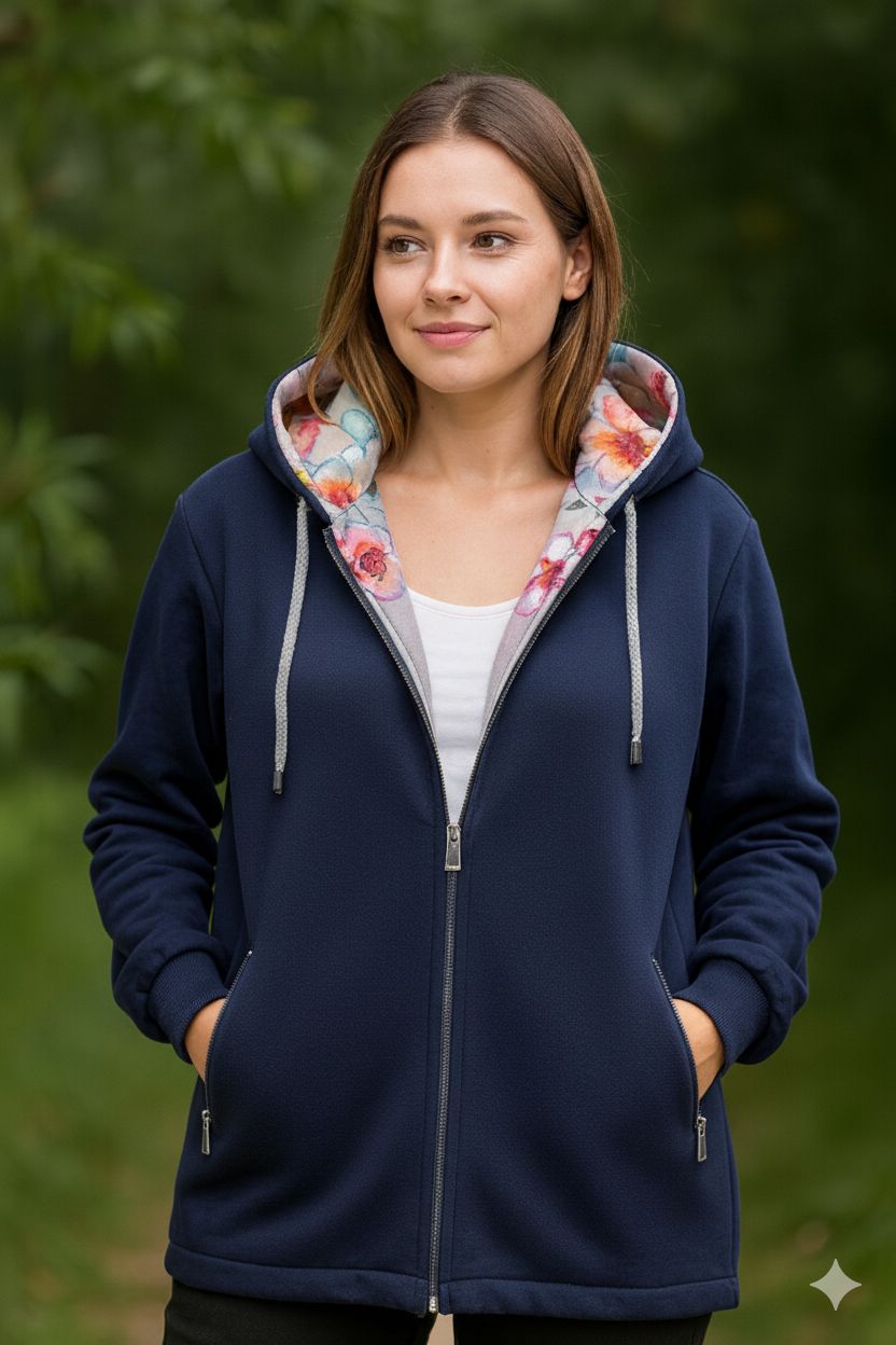 CIEPŁA Bluza Dresowa Rozpinana Z Kapturem