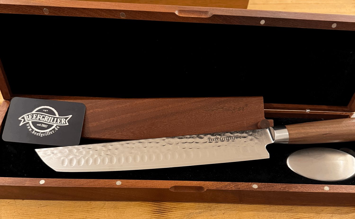 Adelmayer Damast Brisket Messer in Holz Box