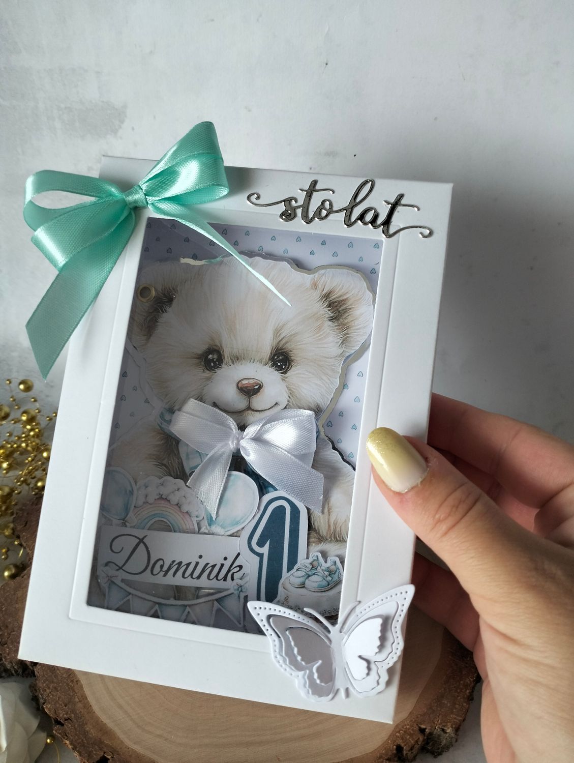 Kartka na roczek w pudełku