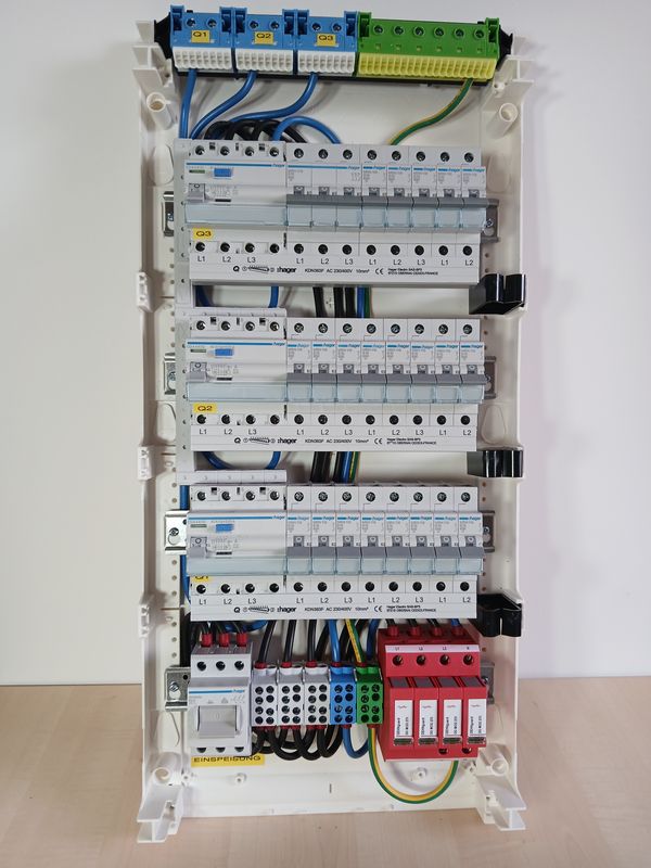 ✅ Hager Unterverteilung Sicherungskasten 4-reihig ✅ verdrahtet 3xFI -1x3B16A - 15x1B16A Wählbar AP/UP/HW Zähler/ÜS