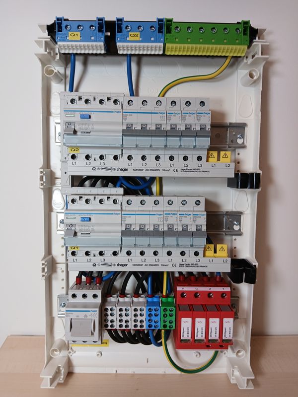 ✅ Hager Unterverteilung Sicherungskasten 3-reihig ✅ verdrahtet 2xFI -1x3B16A - 9x1B16A Wählbar AP/UP/HW Zähler/ÜS